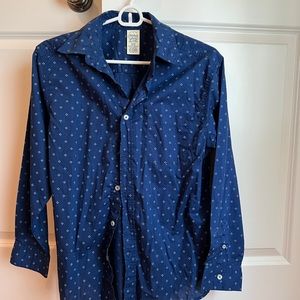 Blue Collared Shirt with White Accents